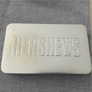 Hershey’s Silver Metal Tin Storage Box Candy Chocolate Collectible